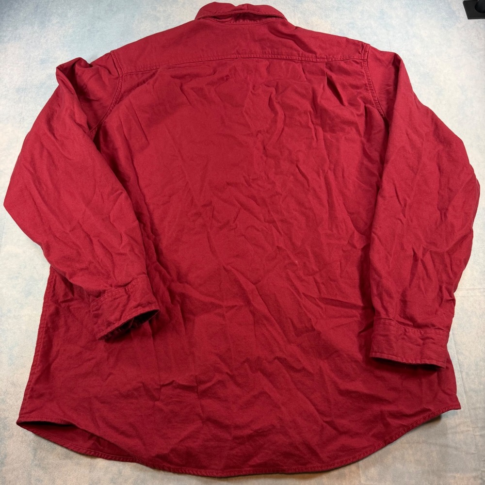 Eddie Bauer Button Down Shirt Mens TXL Red Excellent Relaxed Fit Cotton Twill - Picture 6 of 9